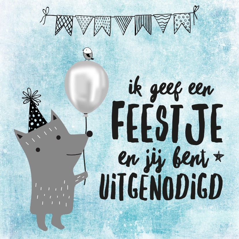 Stoere uitnodiging verjaardag 'Ik geef een feestje...' - Kinderfeestjes Kinderfeestjes - Stoere uitnodiging verjaardag 'Ik geef een feestje...'