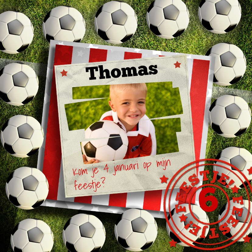 Stoere voetbal uitnodiging - Kinderfeestjes Kinderfeestjes - Stoere voetbal uitnodiging