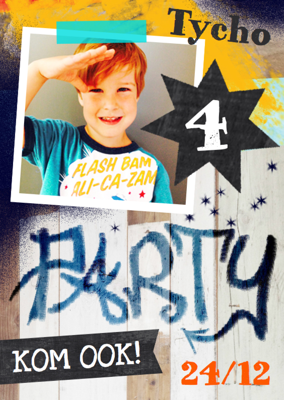 Super stoere hippe uitnodiging - Kinderfeestjes Kinderfeestjes - Super stoere hippe uitnodiging