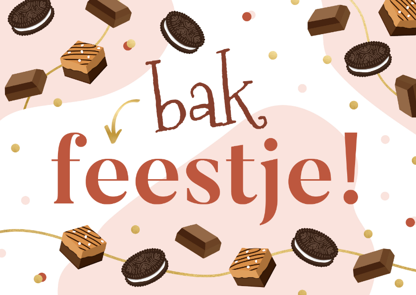 Uitnodiging bakfeestje brownies chocolade en confetti - Kinderfeestjes Kinderfeestjes - Uitnodiging bakfeestje brownies chocolade en confetti