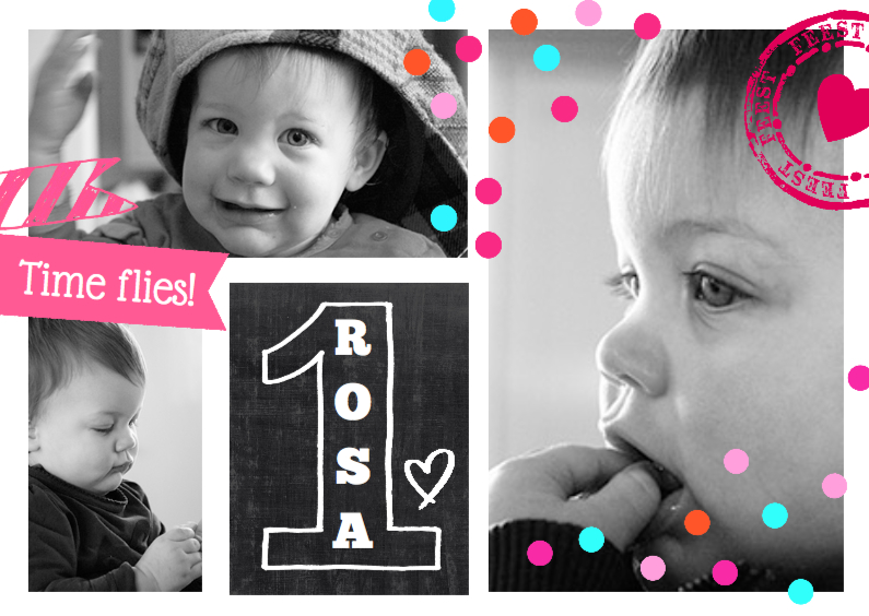 Uitnodiging Collage 1 jaar girl - Kinderfeestjes Kinderfeestjes - Uitnodiging Collage 1 jaar girl