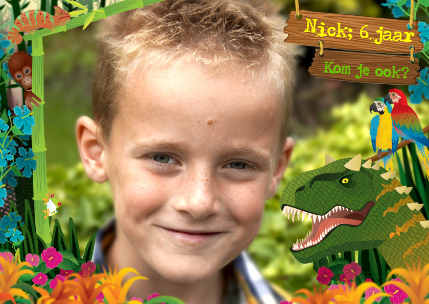 uitnodiging dinosaurus jongen foto - Kinderfeestjes Kinderfeestjes - uitnodiging dinosaurus jongen foto