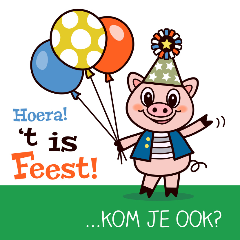 Uitnodiging - feest varken - TW - Kinderfeestjes Kinderfeestjes - Uitnodiging - feest varken - TW
