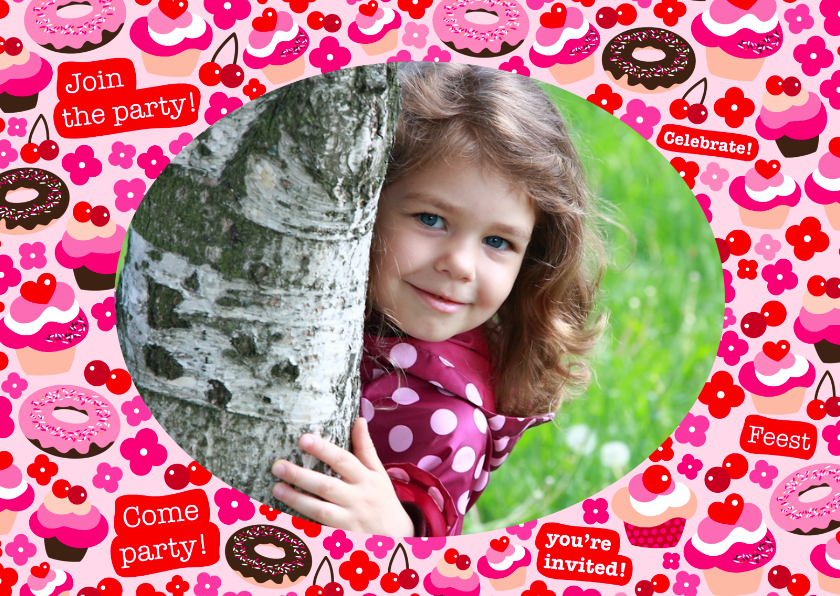 Uitnodiging Feestje Cupcakes Foto - Kinderfeestjes Kinderfeestjes - Uitnodiging Feestje Cupcakes Foto