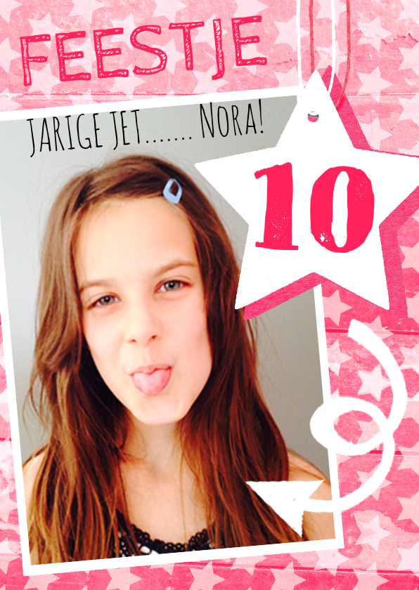 Uitnodiging foto Nora ster - Kinderfeestjes Kinderfeestjes - Uitnodiging foto Nora ster