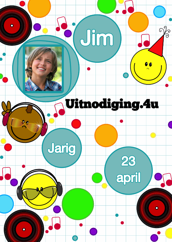 Uitnodiging game smiley foto - Kinderfeestjes Kinderfeestjes - Uitnodiging game smiley foto