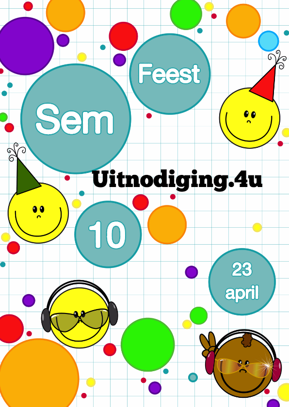 Uitnodiging game smiley jongen - Kinderfeestjes Kinderfeestjes - Uitnodiging game smiley jongen