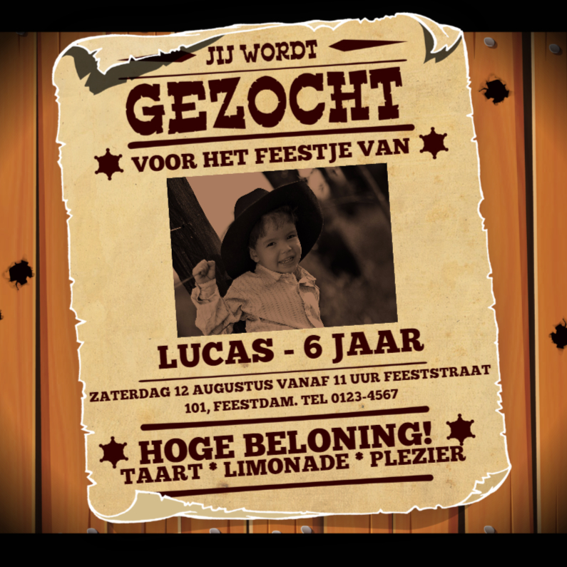 Uitnodiging GEZOCHT poster - Kinderfeestjes Kinderfeestjes - Uitnodiging GEZOCHT poster