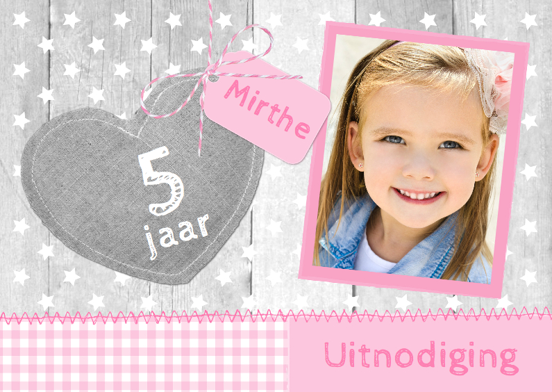 Uitnodiging Hout Linnen Hart - Kinderfeestjes Kinderfeestjes - Uitnodiging Hout Linnen Hart