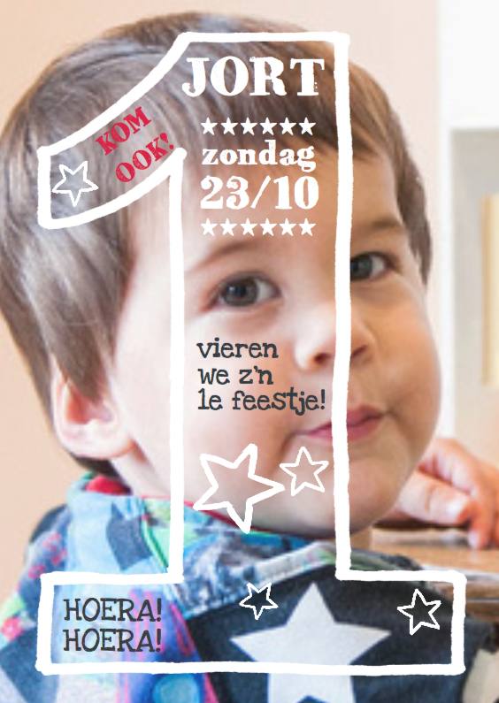 Uitnodiging jongen 1 jaar - Kinderfeestjes Kinderfeestjes - Uitnodiging jongen 1 jaar