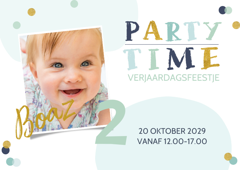 Uitnodiging jongen confetti en glitterlook - Kinderfeestjes Kinderfeestjes - Uitnodiging jongen confetti en glitterlook