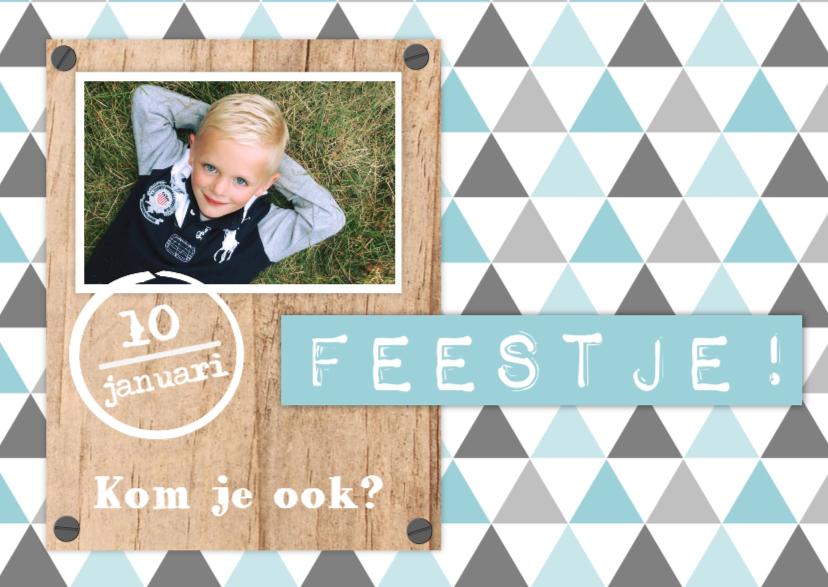 Uitnodiging Jongen driehoek - WW - Kinderfeestjes Kinderfeestjes - Uitnodiging Jongen driehoek - WW