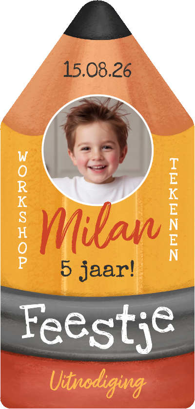 Uitnodiging kinderfeestje creatief potlood tekenen knutselen - Kinderfeestjes Kinderfeestjes - Uitnodiging kinderfeestje creatief potlood tekenen knutselen