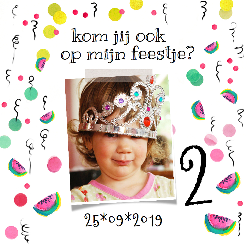 Uitnodiging kinderfeestje meloen - Kinderfeestjes Kinderfeestjes - Uitnodiging kinderfeestje meloen
