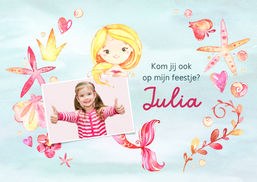Uitnodiging kinderfeestje met zeemeermin - Kinderfeestjes Kinderfeestjes - Uitnodiging kinderfeestje met zeemeermin
