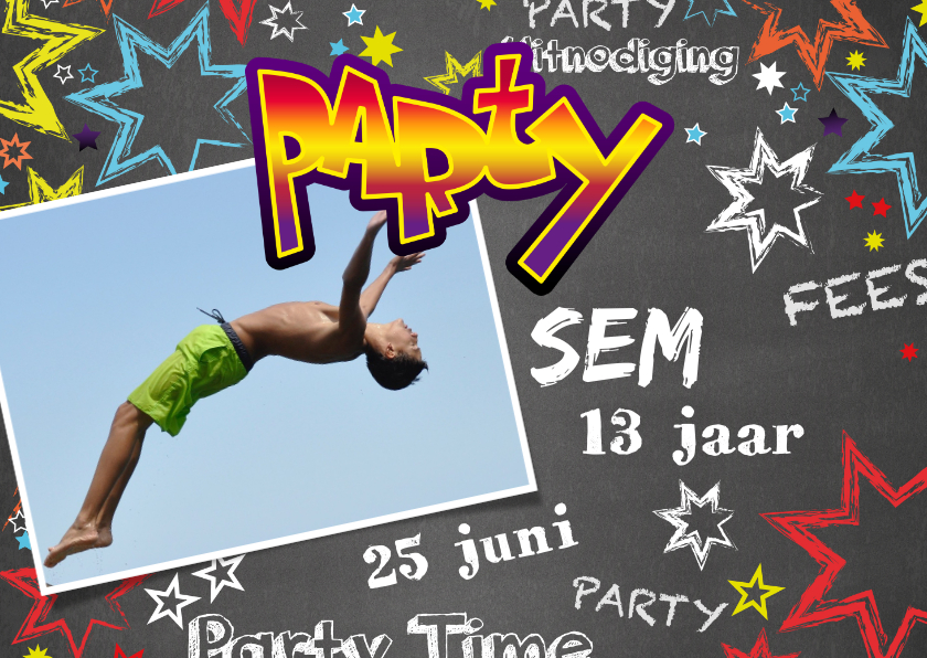 Kinderfeestjes - Uitnodiging kinderverjaardag stoer graffiti Party