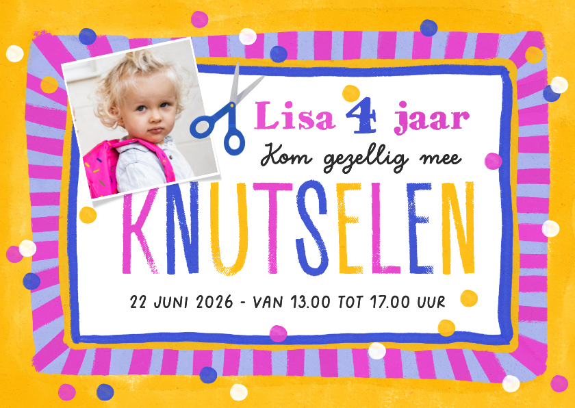 Kinderfeestjes - Uitnodiging knutsel & creatief kinderfeestje confetti