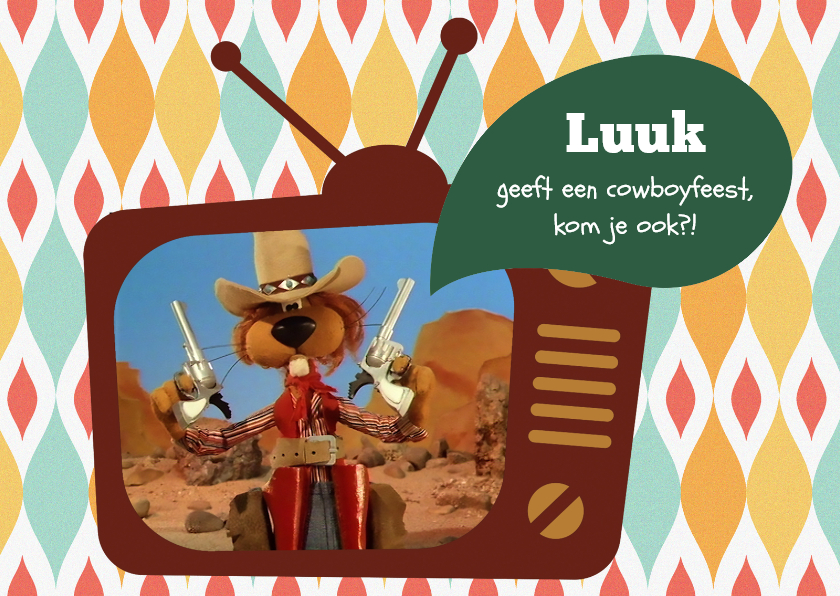 Uitnodiging Loeki de Leeuw tv -A - Kinderfeestjes Kinderfeestjes - Uitnodiging Loeki de Leeuw tv -A