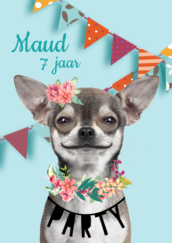 Uitnodiging met grappig hondje - Kinderfeestjes Kinderfeestjes - Uitnodiging met grappig hondje