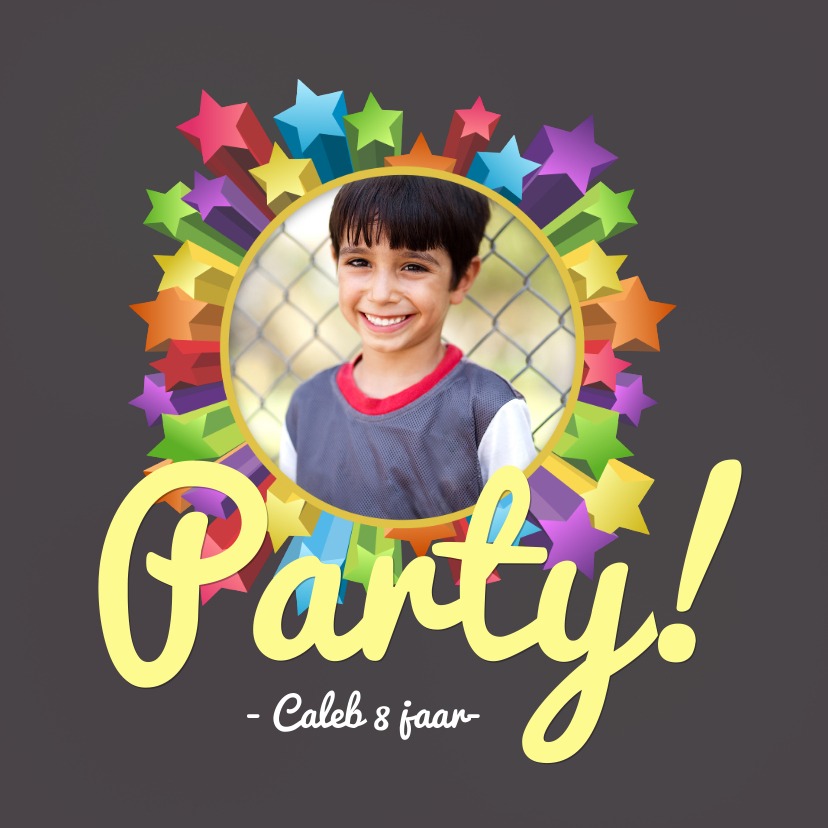 Uitnodiging party sterren hip - Kinderfeestjes Kinderfeestjes - Uitnodiging party sterren hip