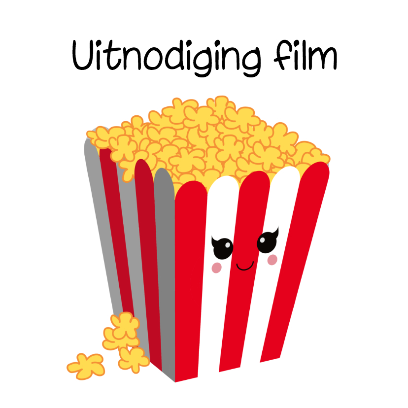 Uitnodiging popcorn kaart - Kinderfeestjes Kinderfeestjes - Uitnodiging popcorn kaart