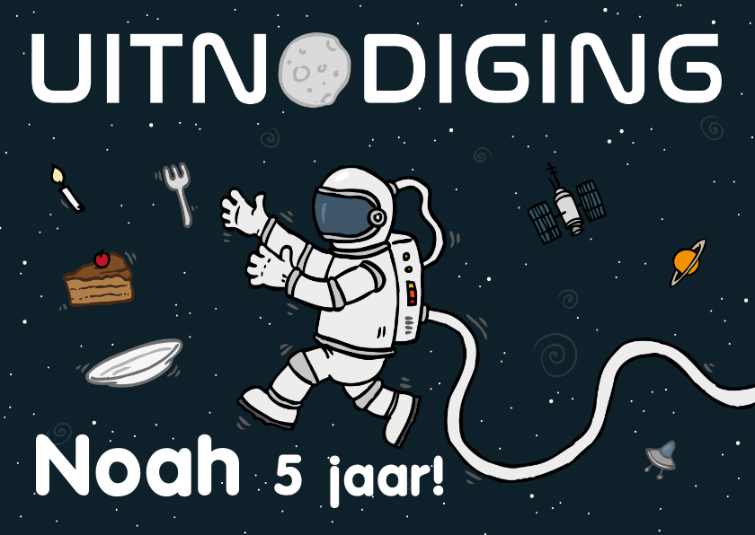 Kinderfeestjes - Uitnodiging Ruimte feest astronaut