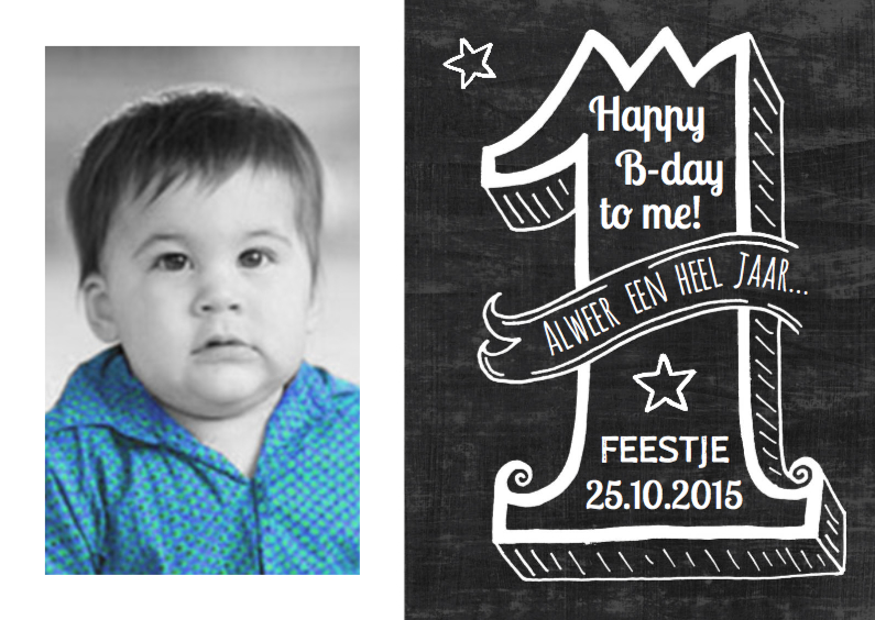 Uitnodiging Schoolbord 1 jaar - Kinderfeestjes Kinderfeestjes - Uitnodiging Schoolbord 1 jaar