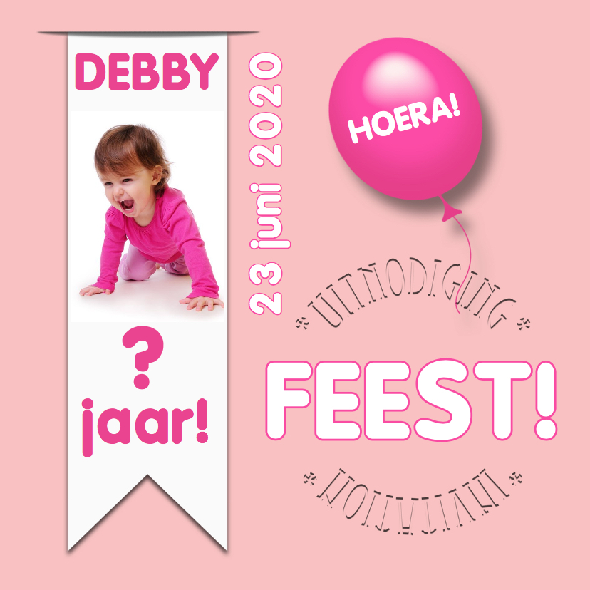 Uitnodiging stempel meisje RB - Kinderfeestjes Kinderfeestjes - Uitnodiging stempel meisje RB