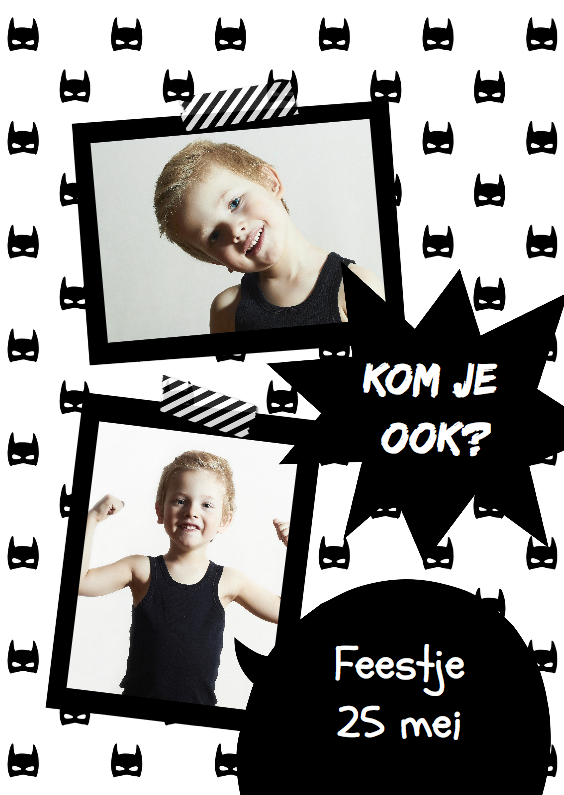 Uitnodiging Super Hero - Kinderfeestjes Kinderfeestjes - Uitnodiging Super Hero