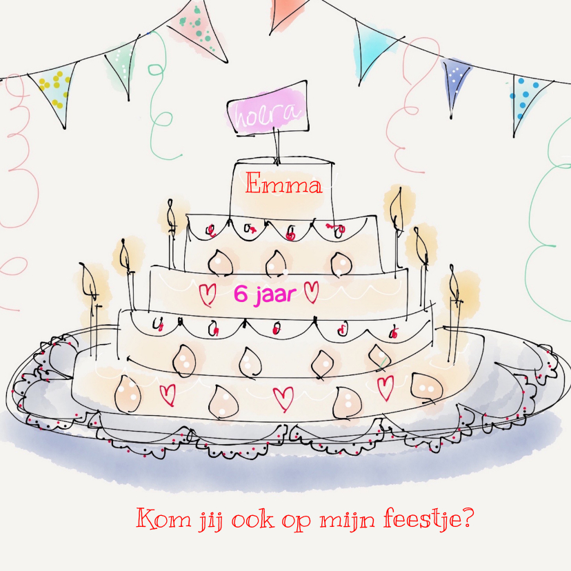Uitnodiging taart kinderfeestje - Kinderfeestjes Kinderfeestjes - Uitnodiging taart kinderfeestje