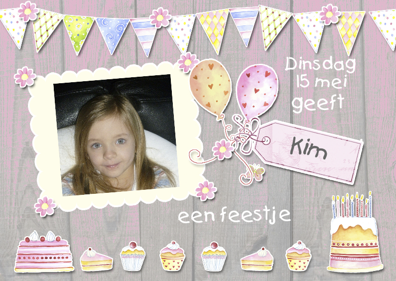 Uitnodiging taartjes ballonnen - Kinderfeestjes Kinderfeestjes - Uitnodiging taartjes ballonnen