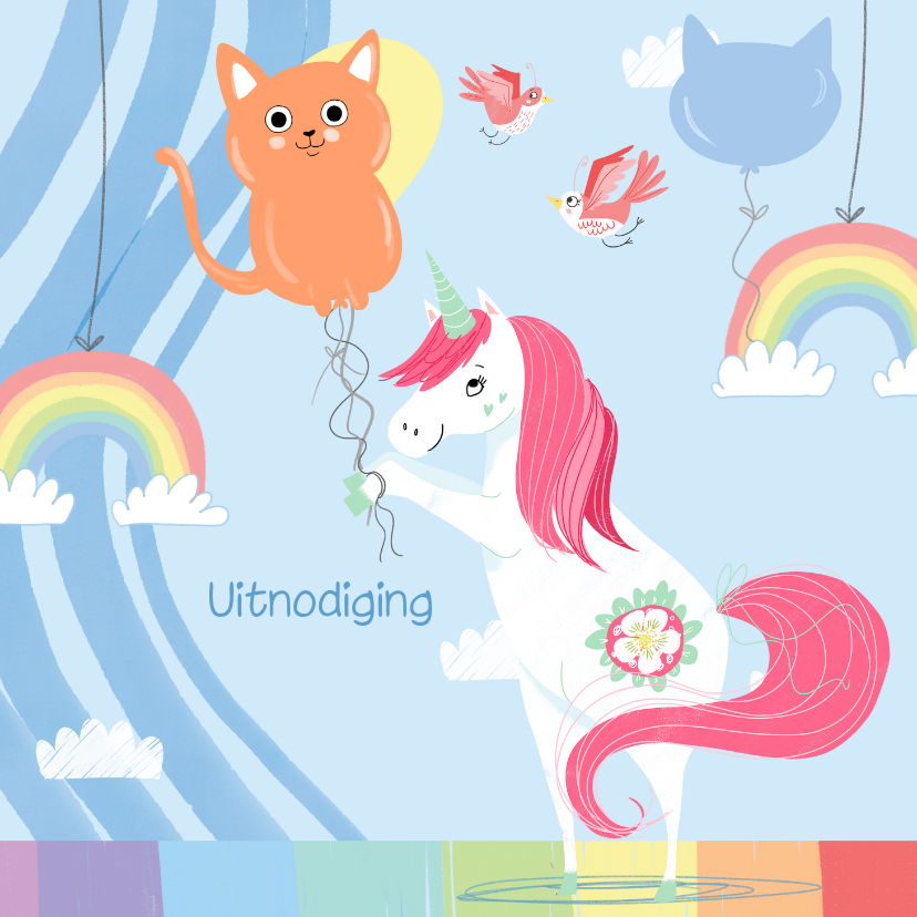 Kinderfeestjes - Uitnodiging unicorn ballon
