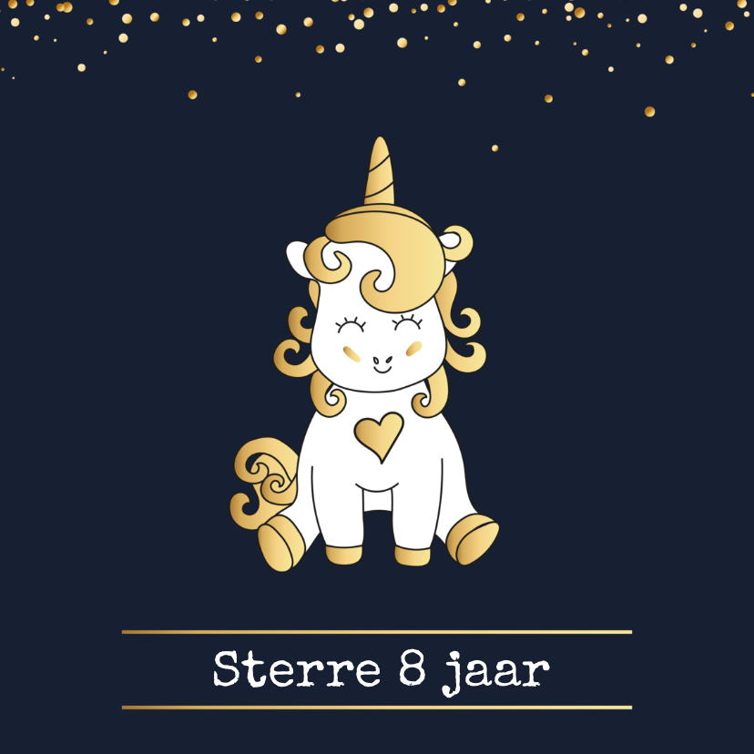 Kinderfeestjes - Uitnodiging Unicorn Goud