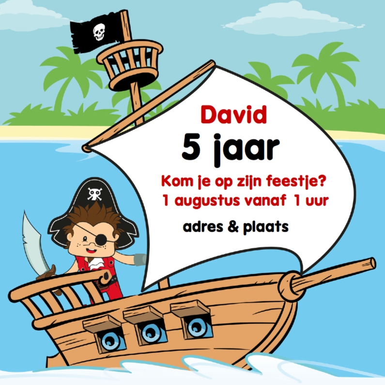 Uitnodiging Verjaardag feestje piraat G - Kinderfeestjes Kinderfeestjes - Uitnodiging Verjaardag feestje piraat G