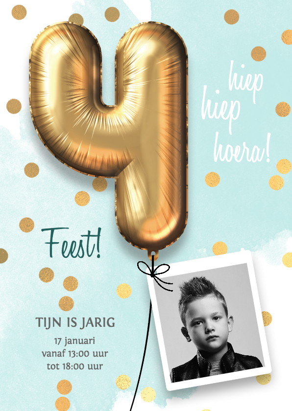 Kinderfeestjes - Uitnodiging verjaardag jongen 4 jaar