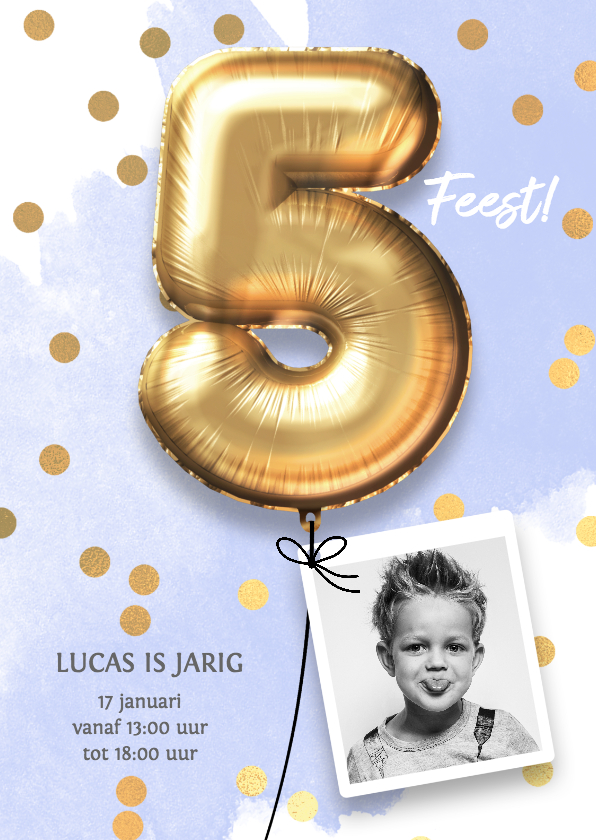 Kinderfeestjes - Uitnodiging verjaardag jongen 5 jaar