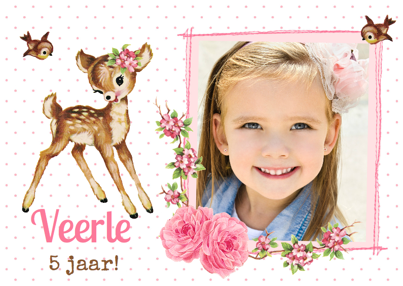 Uitnodiging Vintage Hertje Foto - Kinderfeestjes Kinderfeestjes - Uitnodiging Vintage Hertje Foto