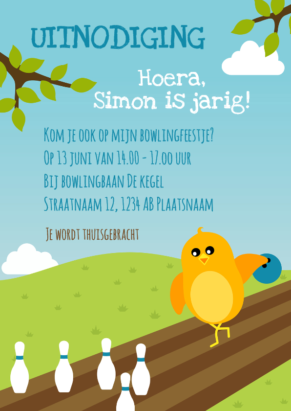 Uitnodiging voor bowling kinderfeestje jongen - Kinderfeestjes Kinderfeestjes - Uitnodiging voor bowling kinderfeestje jongen