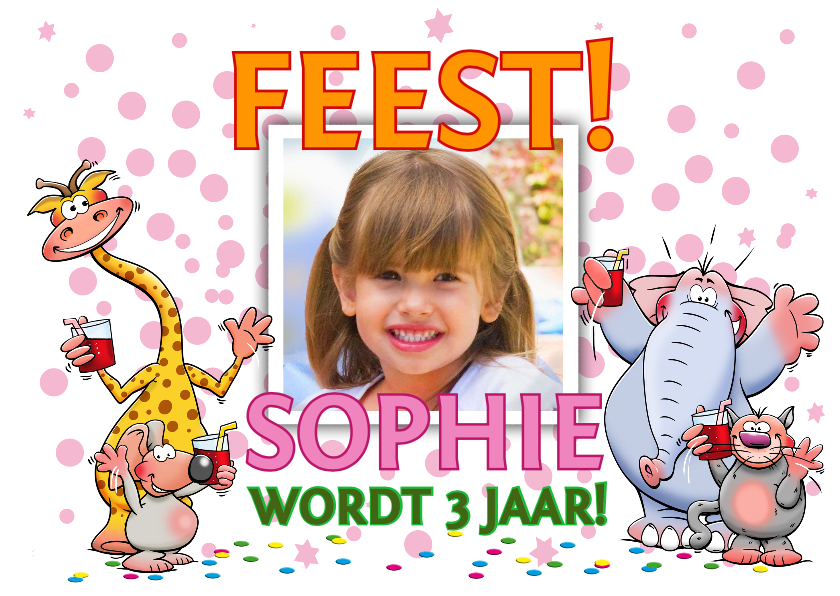 Uitnodiging voor een feest voor een meisje met grote teksten - Kinderfeestjes Kinderfeestjes - Uitnodiging voor een feest voor een meisje met grote teksten