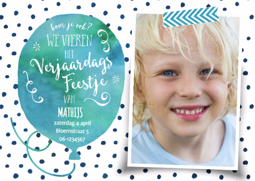 Uitnodiging waterverf stippen - Kinderfeestjes Kinderfeestjes - Uitnodiging waterverf stippen