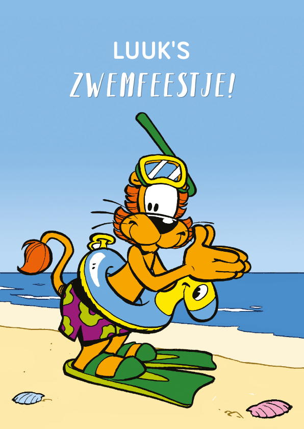 Uitnodiging zwemfeestje Loeki - Kinderfeestjes Kinderfeestjes - Uitnodiging zwemfeestje Loeki