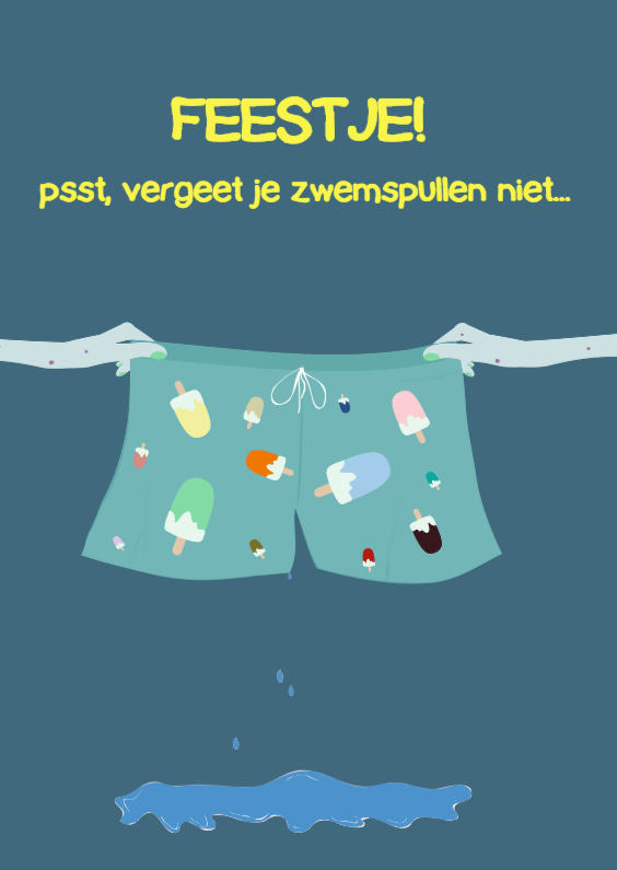 Uitnodigingen Psst, zwembroek - Kinderfeestjes Kinderfeestjes - Uitnodigingen Psst, zwembroek