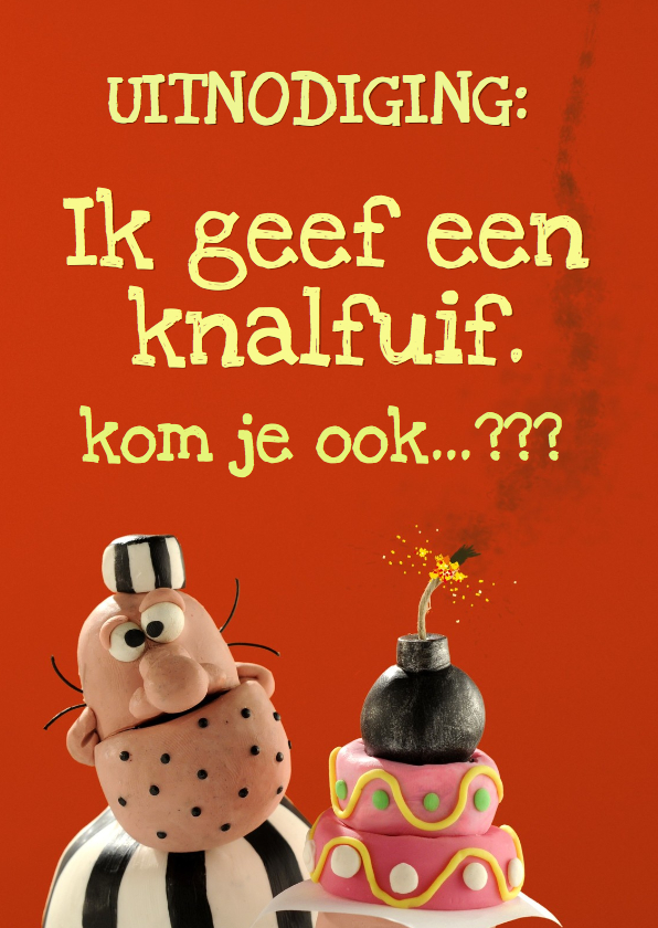 Uitnodigingskaart met Boef Bom - Kinderfeestjes Kinderfeestjes - Uitnodigingskaart met Boef Bom