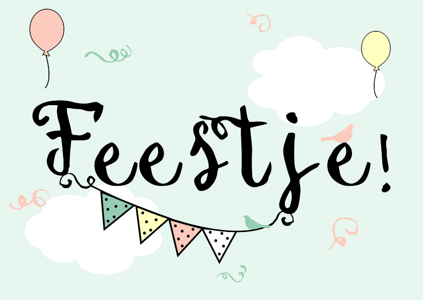 Uitnodigingskaartje "Feestje"-WW - Kinderfeestjes Kinderfeestjes - Uitnodigingskaartje "Feestje"-WW