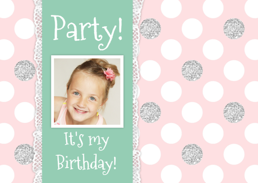 Uitnodigingskaartje Girly - WW - Kinderfeestjes Kinderfeestjes - Uitnodigingskaartje Girly - WW