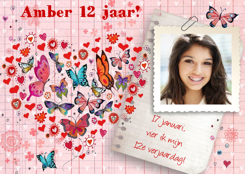 Verjaardag FEEST meisje Hartje Vlinders - Kinderfeestjes Kinderfeestjes - Verjaardag FEEST meisje Hartje Vlinders