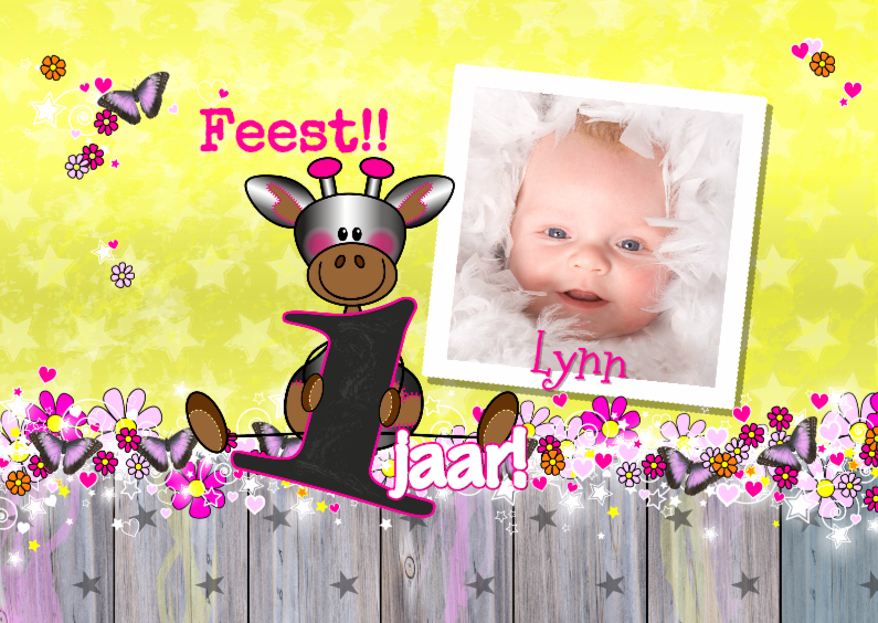 Verjaardag meisje FOTO giraffe L - Kinderfeestjes Kinderfeestjes - Verjaardag meisje FOTO giraffe L