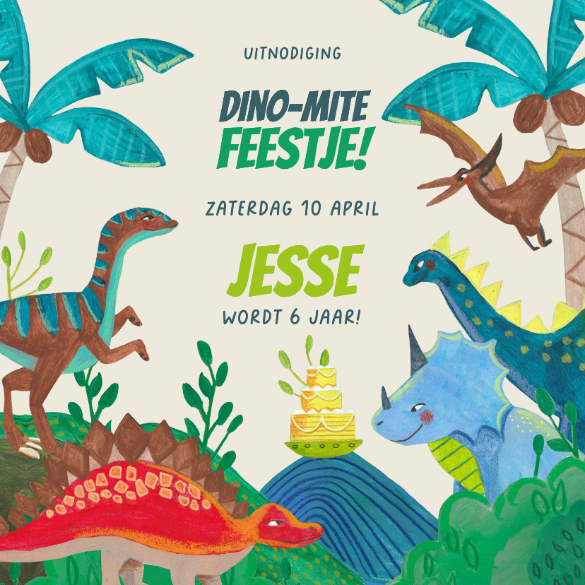 Kinderfeestjes -  Verjaardagsfeestje dino-mite dinosaurus jungle stoer