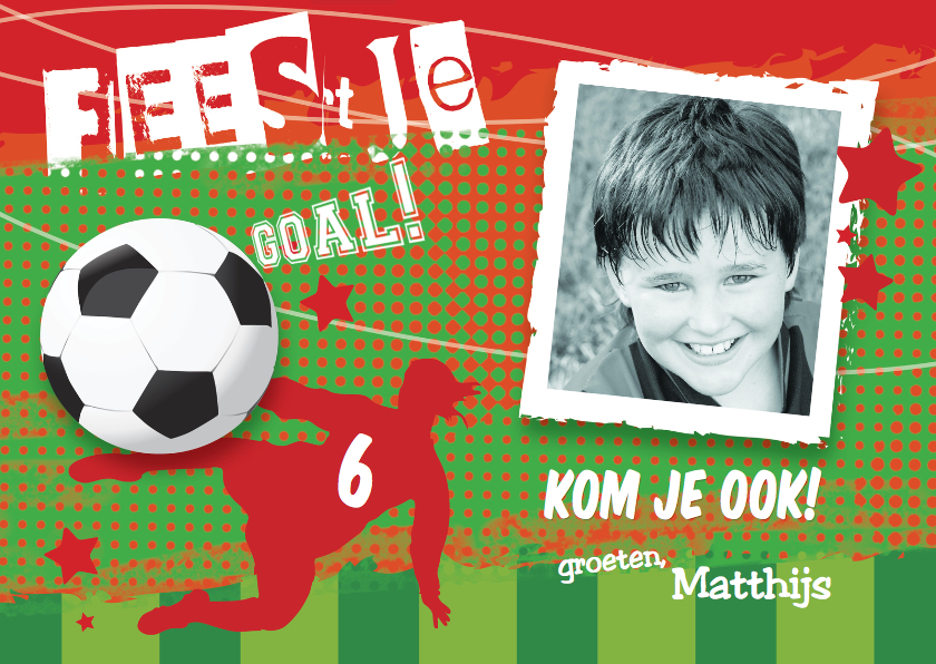 Voetbal uitnodiging kinderfeestje - Kinderfeestjes Kinderfeestjes - Voetbal uitnodiging kinderfeestje