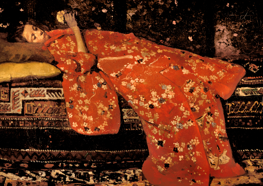 George Breitner. Meisje in rode kimono (Geesje Kwak) - Kunstkaarten Kunstkaarten - George Breitner. Meisje in rode kimono (Geesje Kwak)